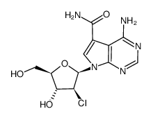 4-amino-7-(2-deoxy-2-chloro-β-D-arabinofuranosyl)pyrrolo<2,3-d>pyrimidine-5-carboxamide Structure