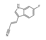 (E)-3-(6-fluoro-1H-indol-3-yl)acrylonitrile结构式