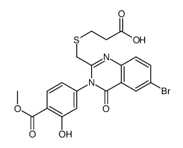 3-[[6-bromo-3-(3-hydroxy-4-methoxycarbonyl-phenyl)-4-oxo-quinazolin-2- yl]methylsulfanyl]propanoic acid结构式