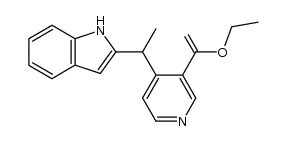 1-(2-indolyl)-1-[3-(1-ethoxyvinyl)-4-pyridyl]ethane结构式