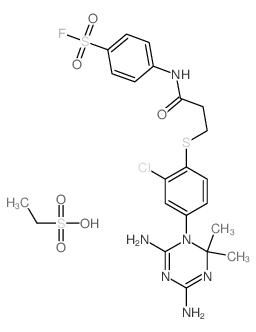4-[3-[2-chloro-4-(4,6-diamino-2,2-dimethyl-1,3,5-triazin-1-yl)phenyl]sulfanylpropanoylamino]benzenesulfonyl fluoride; ethanesulfonic acid结构式
