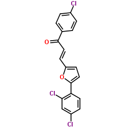 (E)-1-(4-CHLOROPHENYL)-3-[5-(2,4-DICHLOROPHENYL)-2-FURYL]-2-PROPEN-1-ONE结构式