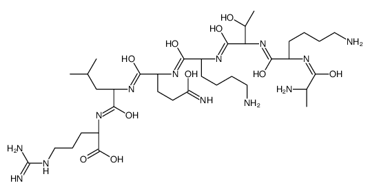 (2S)-2-[[(2S)-2-[[(2S)-5-amino-2-[[(2S)-6-amino-2-[[(2S,3R)-2-[[(2S)-6-amino-2-[[(2S)-2-aminopropanoyl]amino]hexanoyl]amino]-3-hydroxybutanoyl]amino]hexanoyl]amino]-5-oxopentanoyl]amino]-4-methylpentanoyl]amino]-5-(diaminomethylideneamino)pentanoic acid Structure