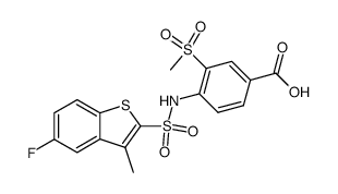[4-(5-fluoro-3-methylbenzo[b]thiophene-2-sulfonylamino)-3-methanesulfonyl]benzoic acid Structure