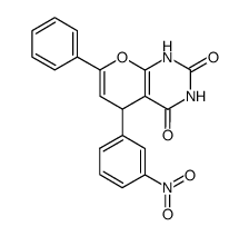 5-(3-nitro-phenyl)-7-phenyl-1,5-dihydro-pyrano[2,3-d]pyrimidine-2,4-dione结构式