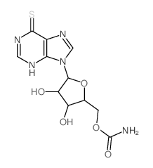 [3,4-dihydroxy-5-(6-sulfanylidene-3H-purin-9-yl)oxolan-2-yl]methyl carbamate结构式