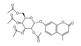 4-methyl-7-(tetra-O-acetyl-α-D-galactopyranosyloxy)-coumarin Structure