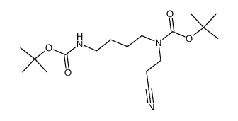 N1,N4-di-tert-butyloxycarbonyl N4-(2'-cyanoethyl)-1,4-diaminobutane结构式