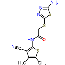 2-[(5-Amino-1,3,4-thiadiazol-2-yl)sulfanyl]-N-(3-cyano-4,5-dimethyl-2-thienyl)acetamide Structure
