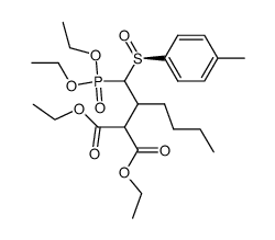 2-{1-[(Diethoxy-phosphoryl)-((S)-toluene-4-sulfinyl)-methyl]-pentyl}-malonic acid diethyl ester结构式