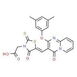 [(5Z)-5-{[2-(3,5-dimethylphenoxy)-4-oxo-4H-pyrido[1,2-a]pyrimidin-3-yl]methylidene}-4-oxo-2-thioxo-1,3-thiazolidin-3-yl]acetic acid Structure