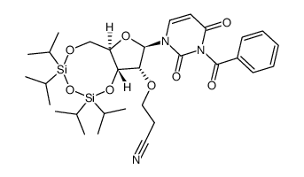 N3-benzoyl-2'-O-(2-cyanoethyl)-3',5'-O-(1,1,3,3-tetraisopropyldisiloxane-1,3-diyl)uridine结构式