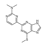 N,N-dimethyl-4-(6-methylsulfanyl-7H-purin-2-yl)pyrimidin-2-amine结构式