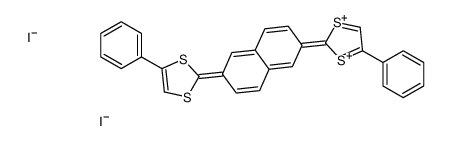 4-phenyl-2-[6-(4-phenyl-1,3-dithiol-1-ium-2-yl)naphthalen-2-yl]-1,3-dithiol-1-ium,diiodide Structure