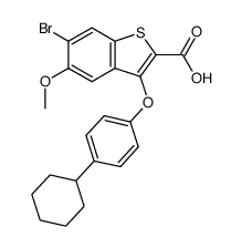 6-bromo-3-(4-cyclohexyl-phenoxy)-5-methoxy-benzo[b]thiophene-2-carboxylic acid结构式