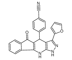 4-(3-(furan-2-yl)-5-oxo-1,4,10-trihydro-5H-indeno[1,2-b]pyrazolo[4,3-e]pyridin-4-yl)benzonitrile Structure