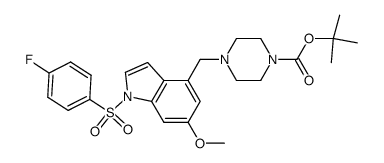 tert-butyl 4-({1-[(4-fluorophenyl)sulfonyl]-6-methoxy-1H-indol-4-yl}methyl)piperazine-1-carboxylate Structure