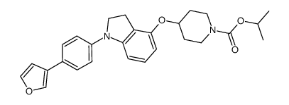 1-methylethyl 4-({1-[4-(3-furanyl)phenyl]-2,3-dihydro-1H-indol-4-yl}oxy)-1-piperidinecarboxylate结构式