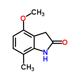 4-Methoxy-7-methyl-1,3-dihydro-2H-indol-2-one结构式