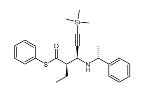 S-Phenyl (2R,3S)-2-ethyl-3-N-(R)-α-methylbenzylamino-5-trimethylsilyl-4-pentynethioate结构式