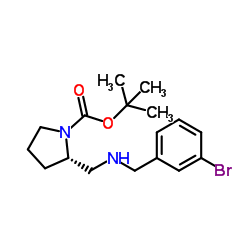 2-Methyl-2-propanyl (2S)-2-{[(3-bromobenzyl)amino]methyl}-1-pyrrolidinecarboxylate Structure