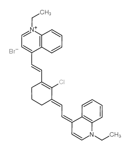 4-[2-[2-chloro-3-[2-(1-ethylquinolin-1-ium-4-yl)ethenyl]cyclohex-2-en-1-ylidene]ethylidene]-1-ethylquinoline,bromide Structure