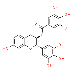 (+)-3,4,5-Trihydroxybenzoic acid (2S,3R)-3,4-dihydro-7-hydroxy-2-(3,4,5-trihydroxyphenyl)-2H-1-benzopyran-3-yl ester结构式