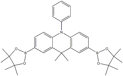 9,10-dihydro-9,9-dimethyl-10-phenyl-2,7-bis(4,4,5,5,-tetramethyl-1,3,2-dioxaborolan-2-yl)acridine structure