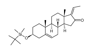 (3S,8R,9S,10R,13S,14S,Z)-3-((tert-butyldimethylsilyl)oxy)-17-ethylidene-10,13-dimethyl-1,2,3,4,7,8,9,10,11,12,13,14,15,17-tetradecahydro-16H-cyclopenta[a]phenanthren-16-one结构式