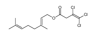 3,7-dimethylocta-2,6-dienyl 3,4,4-trichlorobut-3-enoate Structure