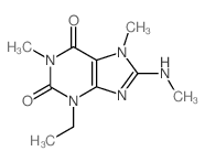 3-ethyl-1,7-dimethyl-8-methylamino-purine-2,6-dione structure