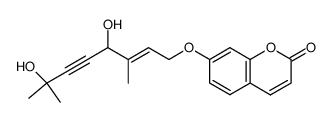 (E)-7-((4,7-dihydroxy-3,7-dimethyloct-2-en-5-yn-1-yl)oxy)-2H-chromen-2-one结构式