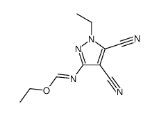 N2-Ethyl-3,4-dicyano-5-ethoxymethyleneaminopyrazole结构式