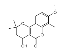 4-Hydroxy-8-methoxy-2,2,7-trimethyl-3,4-dihydro-2H-pyrano[3,2-c]chromen-5-one结构式