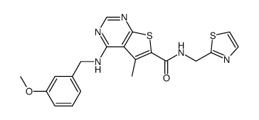 4-(3-methoxybenzylamino)-5-methyl-N-(thiazol-2-ylmethyl)thieno[2,3-d]pyrimidine-6-carboxamide结构式