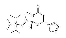 (2R,6R)-N-methyl-2-[(S)-1-triisopropylsilyloxyethyl]-6-(thiophen-2-yl)-[1,3]oxazinan-4-one结构式