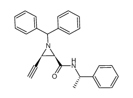 1-benzhydryl-3-ethynyl-N-((S)-1-phenylethyl)aziridine-2-carboxamide结构式