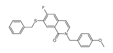 7-benzylsulfanyl-6-fluoro-2-(4-methoxy-benzyl)-2H-isoquinolin-1-one结构式