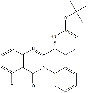 (R)-tert-Butyl (1-(5-fluoro-4-oxo-3-phenyl-3,4-dihydroquinazolin-2-yl)propyl)carbamate结构式