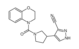 4-[1-(2,3-dihydrobenzo[1,4]oxazine-4-carbonyl)pyrrolidin-3-yl]-1H-pyrazole-3-carbonitrile结构式