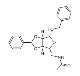 Benzyl-5-acetamino-2,3-O-benzyliden-5-desoxy-D-ribofuranosid结构式