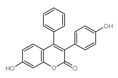 7-hydroxy-4-phenyl-3-(4-hydroxyphenyl)coumarin structure