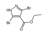 Ethyl 3,5-dibromo-1H-pyrazole-4-carboxylate结构式