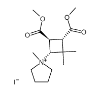 1-((1R,3S,4S)-3,4-bis(methoxycarbonyl)-2,2-dimethylcyclobutyl)-1-methylpyrrolidin-1-ium iodide结构式