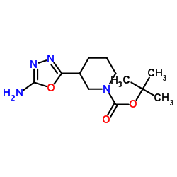 2-Methyl-2-propanyl 3-(5-amino-1,3,4-oxadiazol-2-yl)-1-piperidinecarboxylate结构式