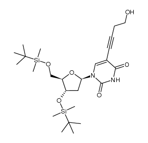 3',5'-bis-O-(tert-butyldimethylsilyl)-C5-(4-hydroxy-1-butynyl)-2'-deoxyuridine Structure