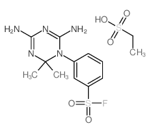 3-(4,6-diamino-2,2-dimethyl-1,3,5-triazin-1-yl)benzenesulfonyl fluoride; ethanesulfonic acid Structure