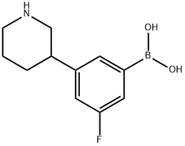 3-(Piperidin-3-yl)-5-fluorophenylboronic acid结构式