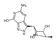 7H-Pyrazolo4,3-dpyrimidin-7-one, 5-amino-3-(2S,3S,4R,5R)-3,4-dihydroxy-5-methyl-2-pyrrolidinyl-1,4-dihydro- structure