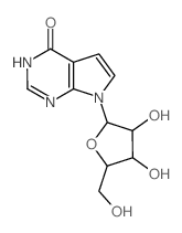 4H-Pyrrolo[2,3-d]pyrimidin-4-one,1,7-dihydro-7-b-D-ribofuranosyl-(8CI,9CI) Structure